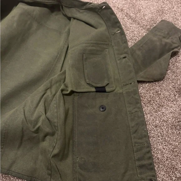 Olive Green Button-Up Jacket - Picture 4 of 5